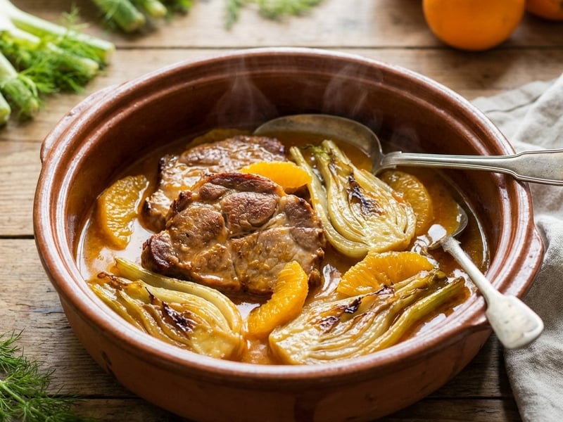 Pork Neck with Fennel and Oranges