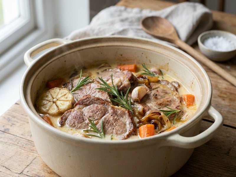 Pork Neck baked in Milk with Rosemary