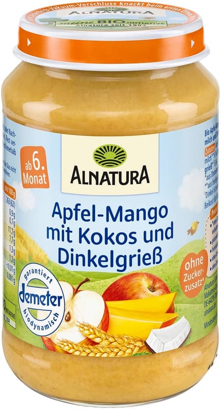 Alnatura BIO Apfel-Mango-Kokos mit Dinkelgrieß, ab dem 6. Monat