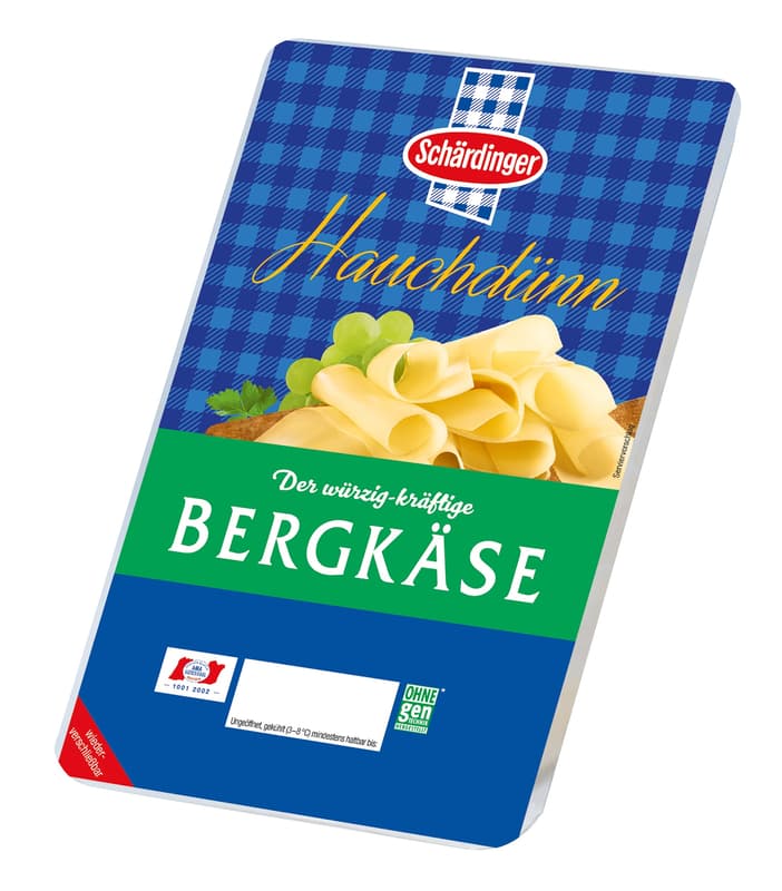 Schärdinger Bergkäse Hauchdünn 45% in Scheiben