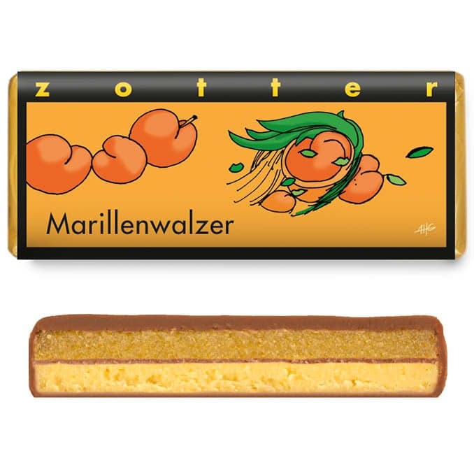 Zotter BIO Handgeschöpft Schokolade Marillenwalzer