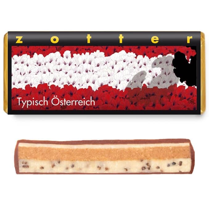 Zotter BIO Handgeschöpft Typisch Österreich - Graumohn, Walnuss & Zimt