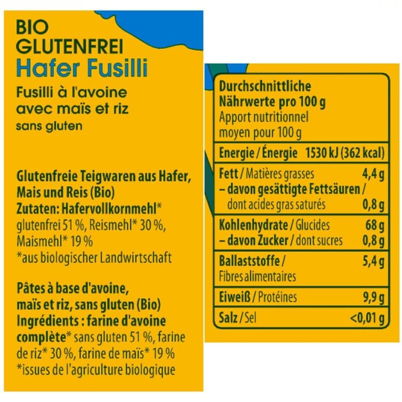 Alnavit BIO Hafer Fusilli glutenfrei