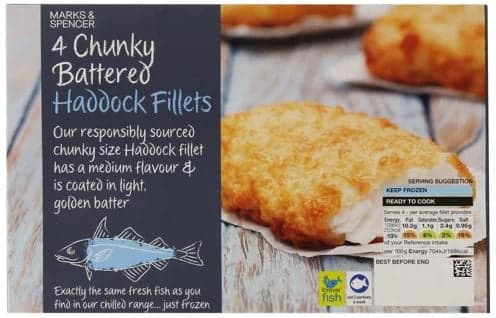 Marks & Spencer 4 Battered Haddock Fillets (tiefgekühlt)