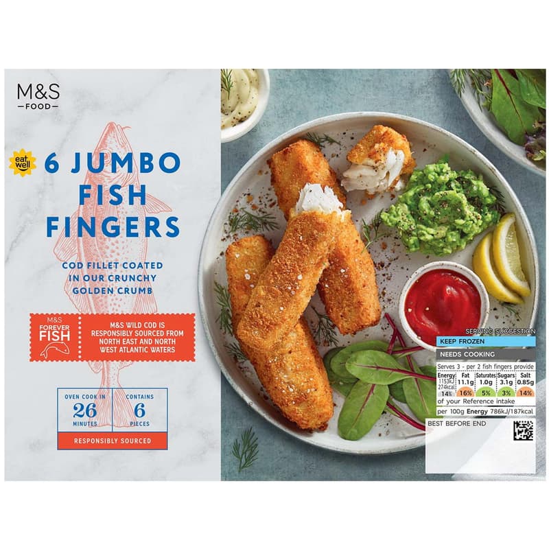 Marks & Spencer 6 Breaded Jumbo Cod Fish Fingers