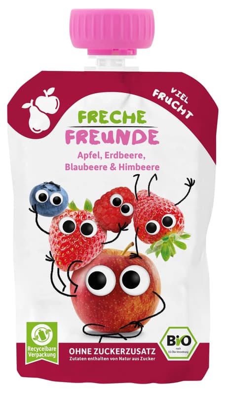 Freche Freunde Organic Squeeze "Apple, Strawberry, Blueberry & Raspberry".