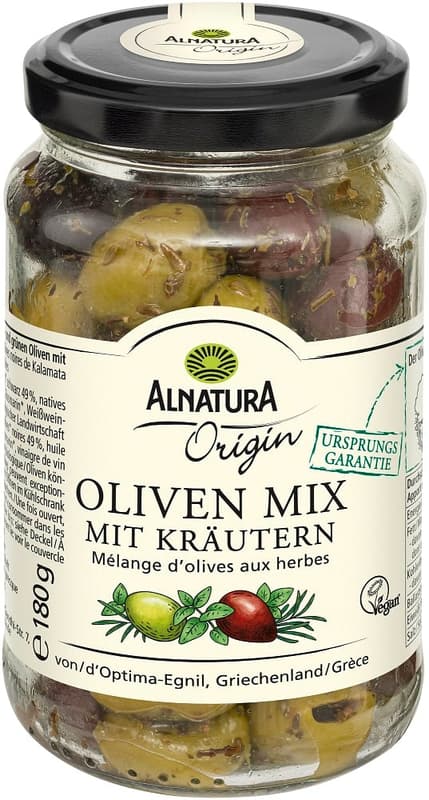 Alnatura BIO Oliven Mix mit Kräutern ohne Lake