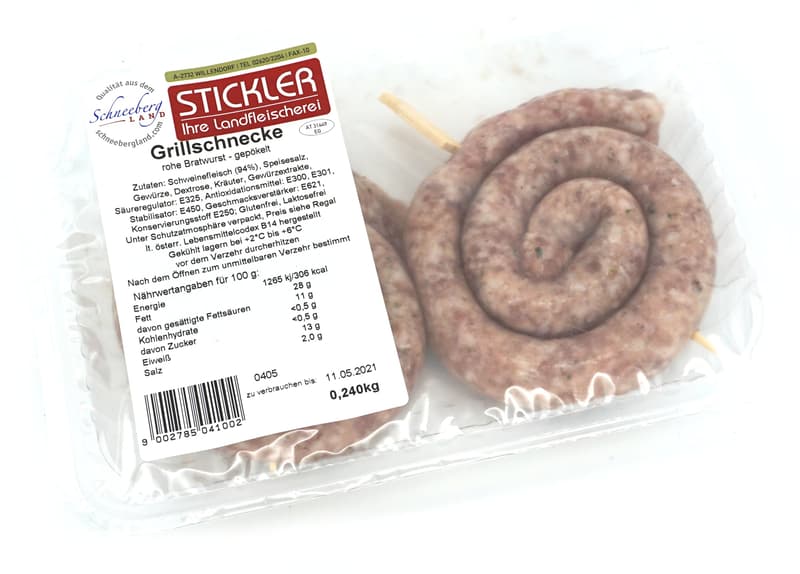 Landfleischerei Stickler bratwurst snails raw