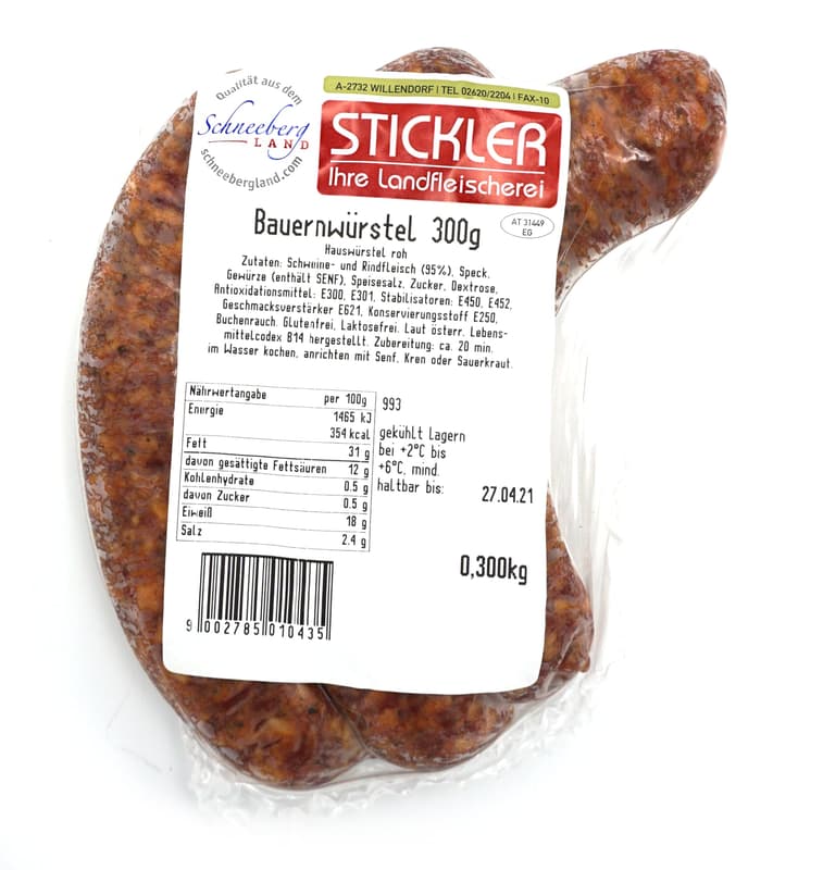 Landfleischerei Stickler Bauernwürstel roh