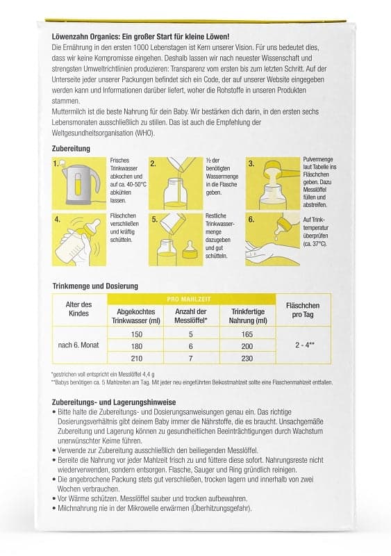 Löwenzahn Organics BIO Folgemilch 6+ Monate Ziegenmilch