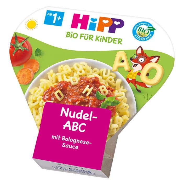 HiPP BIO für Kinder Schalenmenü: Nudel-ABC mit Bolognese-Sauce, 250g, ab 1+