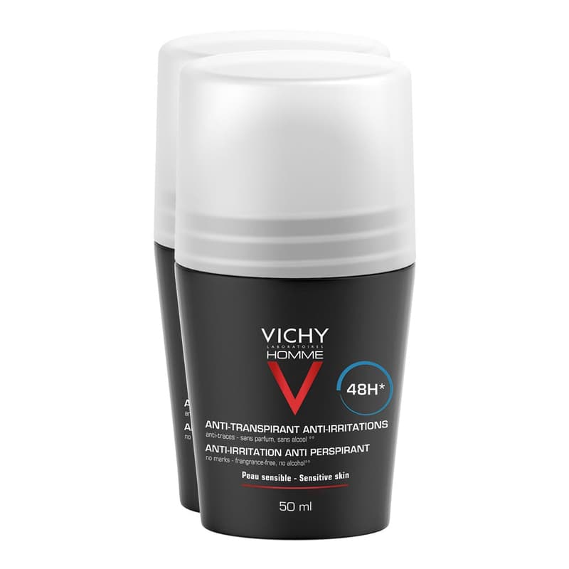 VICHY Homme Deo Roll-On sensitive skin 48h Twin Pack