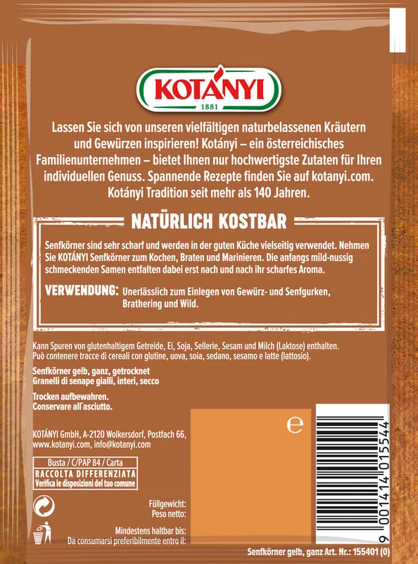 Kotányi Senfkörner gelb ganz