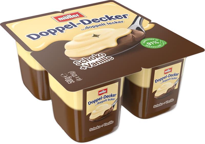 Müller Doppeldecker Schoko + Vanillesoße 4x125g