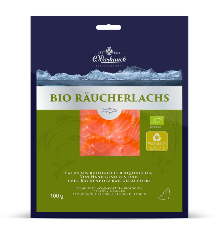 Warhanek BIO Lachs kalt geräuchert und in Scheiben geschnitten