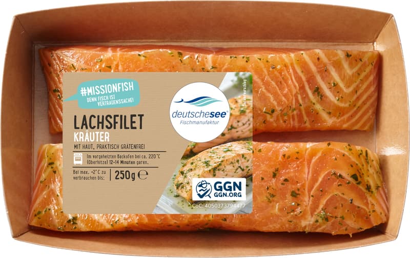 Deutsche See Lachsfilet Kräuter Knoblauch mit Haut