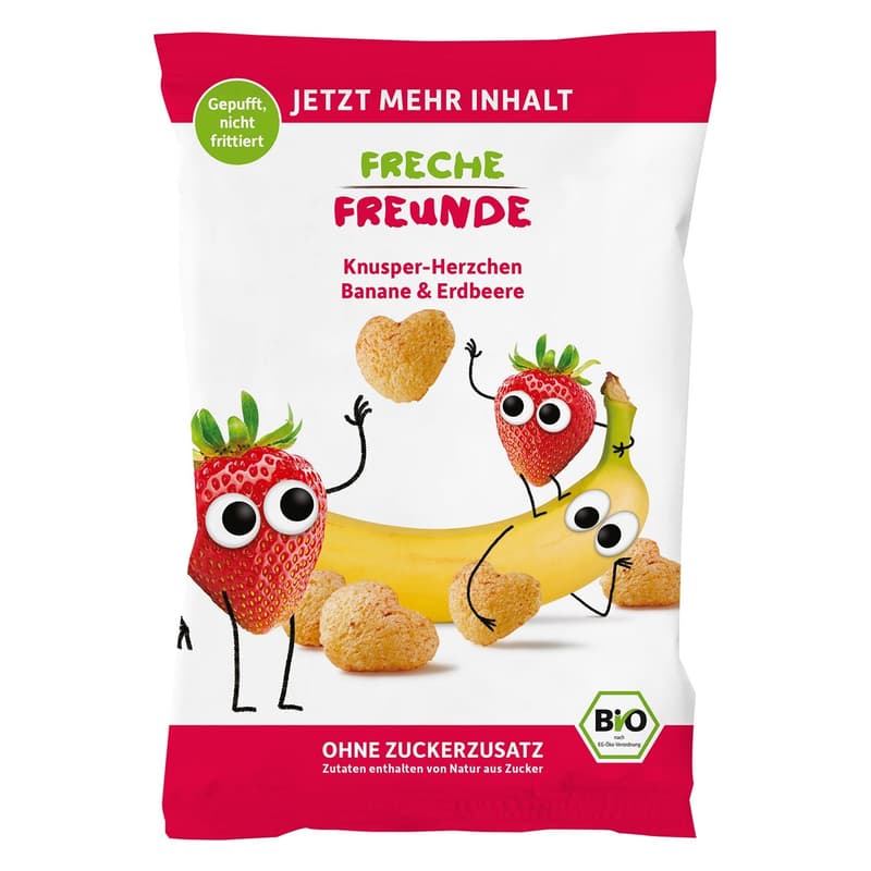 Freche Freunde BIO Knusper-Herzchen Banane & Erdbeere