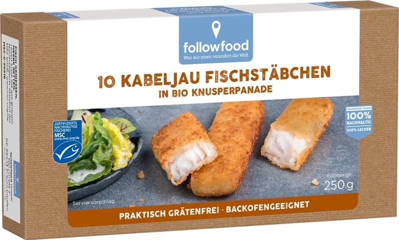 followfood MSC 10 Kabeljau Fischstäbchen (tiefgekühlt)