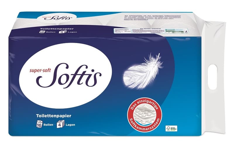 Softis toilet paper 16 rolls 4-ply