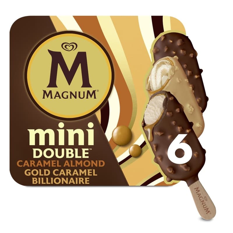 Magnum Mini Multipack 6 x Double Caramel Almond & Gold Caramel Billionaire (tiefgekühlt)