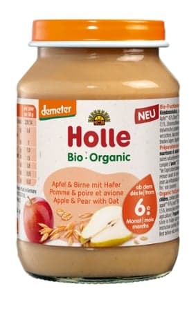 Holle BIO Glas Apfel & Birne mit Haferflocken Demeter, ab dem 6. Monat