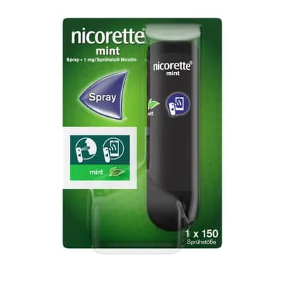 Nicorette Mint Spray 1 mg/Sprühstoß Spray zur Anwendung in der Mundhöhle, Lösung