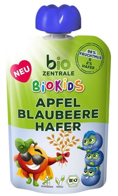 Biozentrale BIO Kids Fruchtmus Apfel-Blaubeere-Hafer