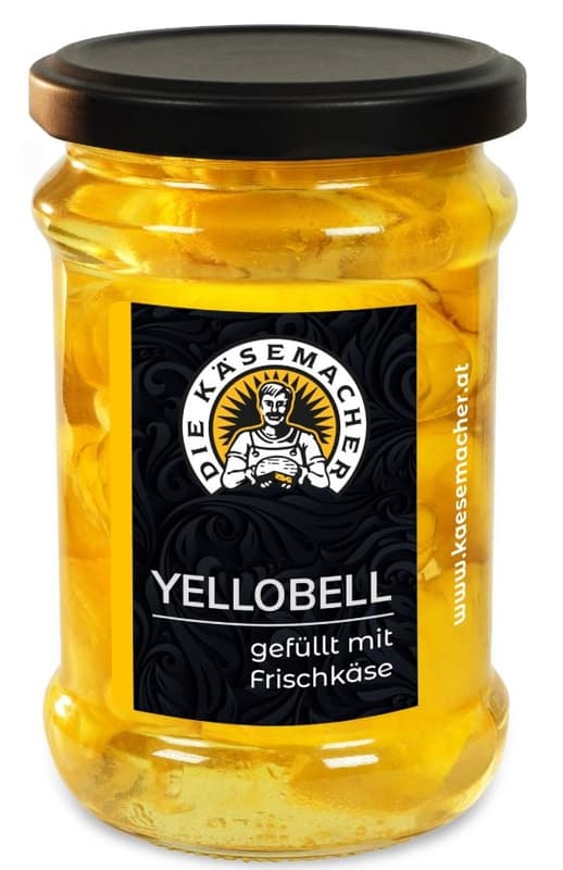 Die Käsemacher Yellobell gefüllt mit Frischkäse