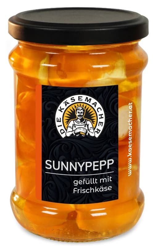 Die Käsemacher Sunnypepp gefüllt mit Frischkäse