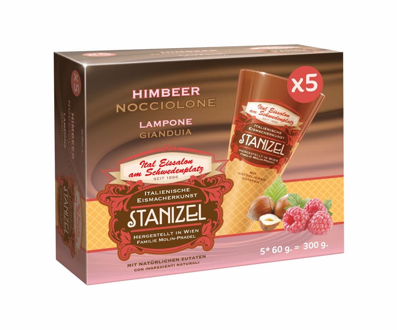 Eissalon am Schwedenplatz Stanizel Himbeer-Nocciolone 5x60g (tiefgekühlt)