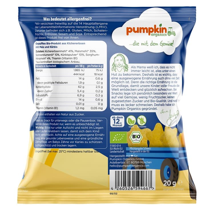Pumpkin Organics - Bio Kichererben Sterne mit Mais & Kürbis