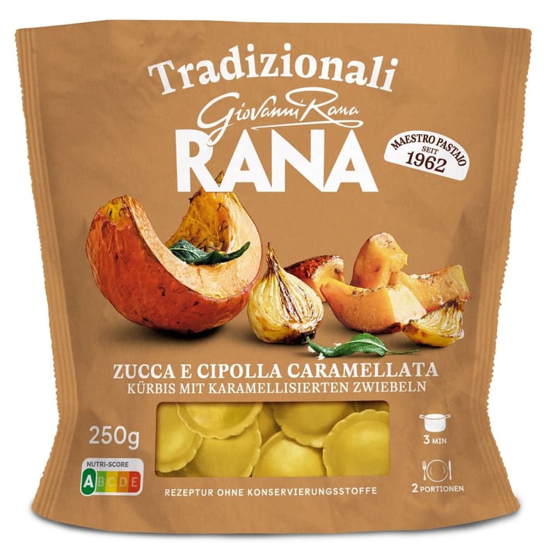 Rana Ravioli Kürbis mit karamellisierten Zwiebeln