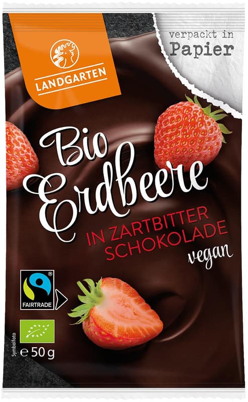 Landgarten BIO Erdbeeren in Zartbitterschokolade