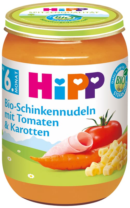 HiPP BIO-Schinkennudeln mit Tomaten und Karotten, ab dem 6. Monat