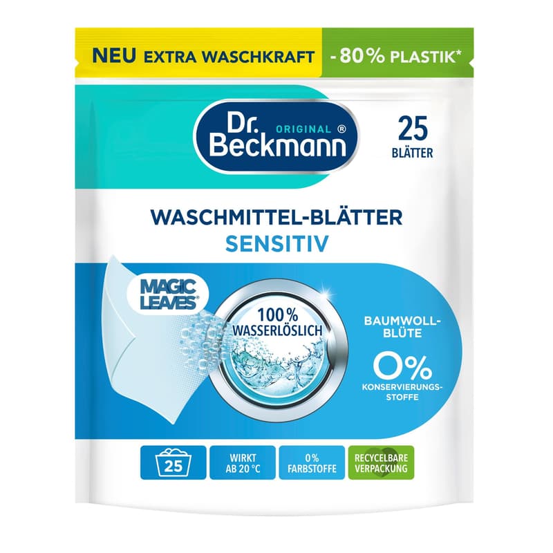 Dr. Beckmann detergent sheets Magic Leaves Sensitive Cotton Blossom