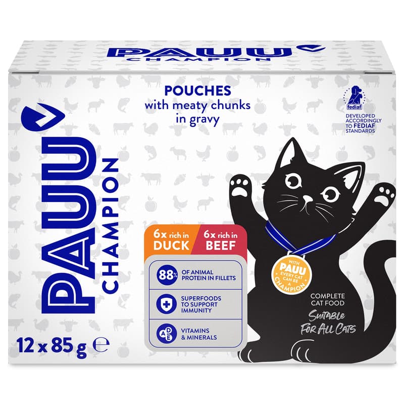 Pauu Filets mit Rind und Ente für Katzen GETREIDEFREI