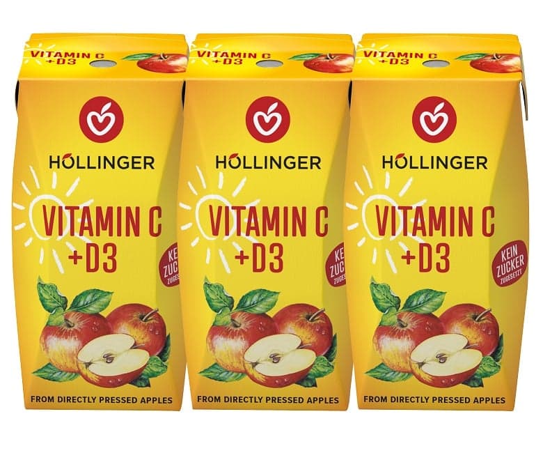 Höllinger Sonnenvitamin D3 Apfel mit stillem Wasser 3x200ml