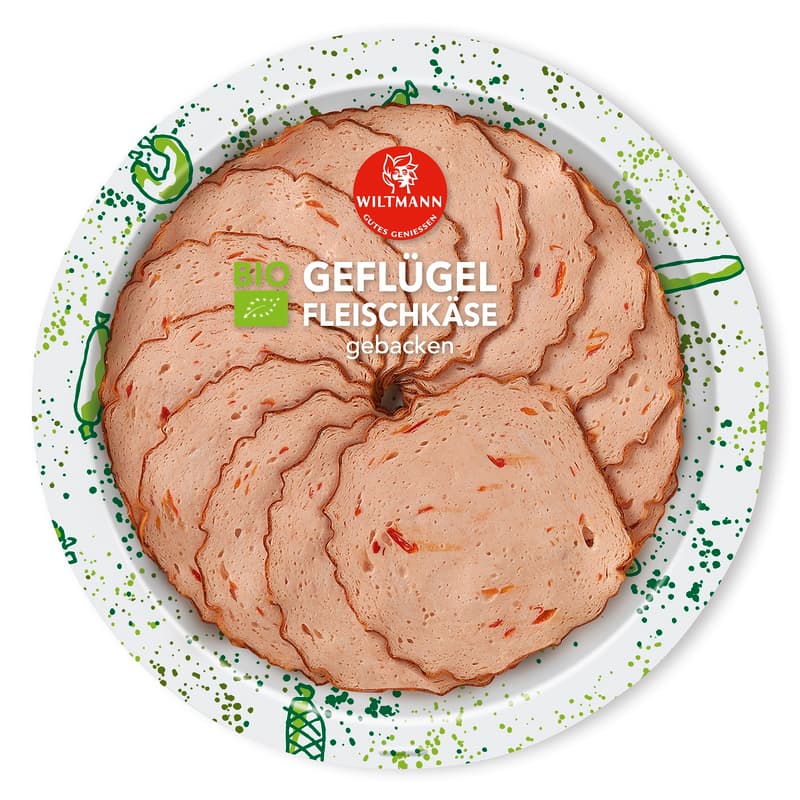 Wiltmann BIO poultry meat loaf sliced with peppers