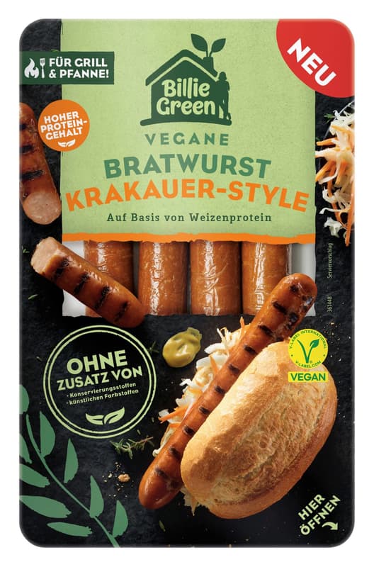 Billie Green Vegane Bratwurst Krakauer Style