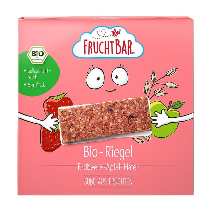 FruchtBar BIO bar strawberry, apple, oats (pack of 6)