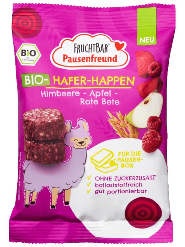 FruchtBar Pausenfreund – BIO-Hafer-Happen Himbeere, Apfel, Rote Bete