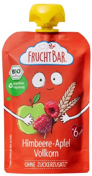 FruchtBar BIO-Fruchtpüree Himbeere, Apfel, Vollkorn