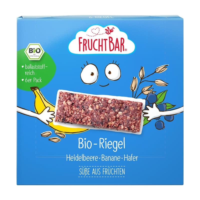 FruchtBar BIO-Riegel Heidelbeere, Banane, Hafer (6er Pack)