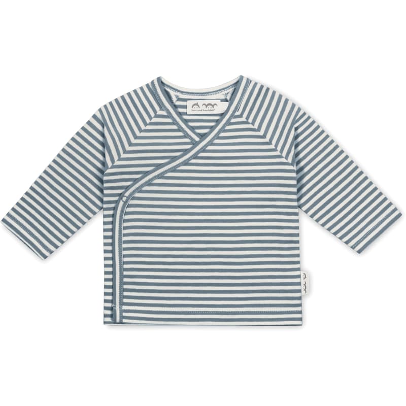 Herr und Frau Klein Wickeljacke Flora aus BIO-Jersey taubenblau gestreift 0-3M