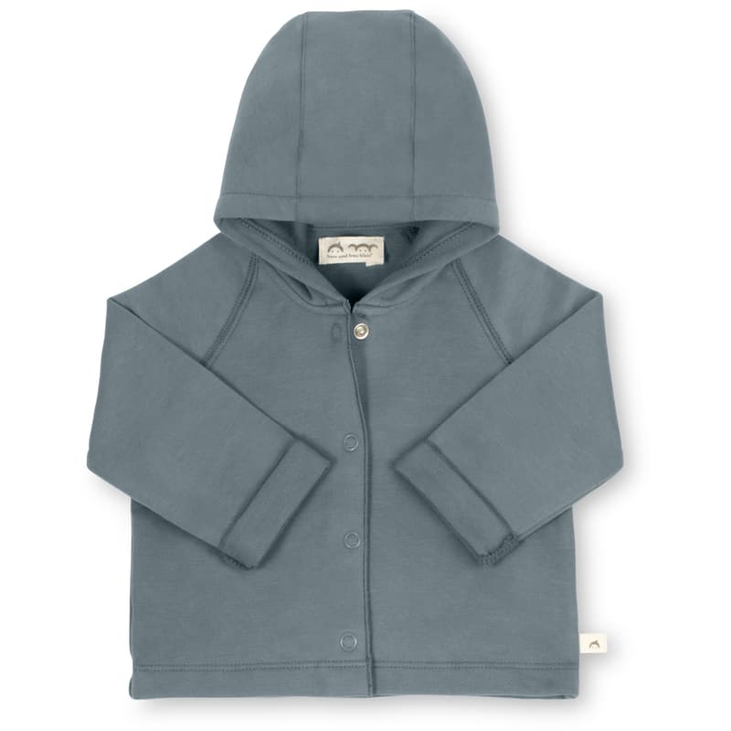 Herr und Frau Klein Kapuzenjacke Lennard aus BIO-Sweat taubenblau 0-3M