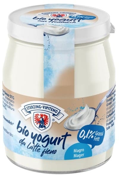 Sterzinger BIO Heumilch Naturjoghurt Mager 0,1% im Glas