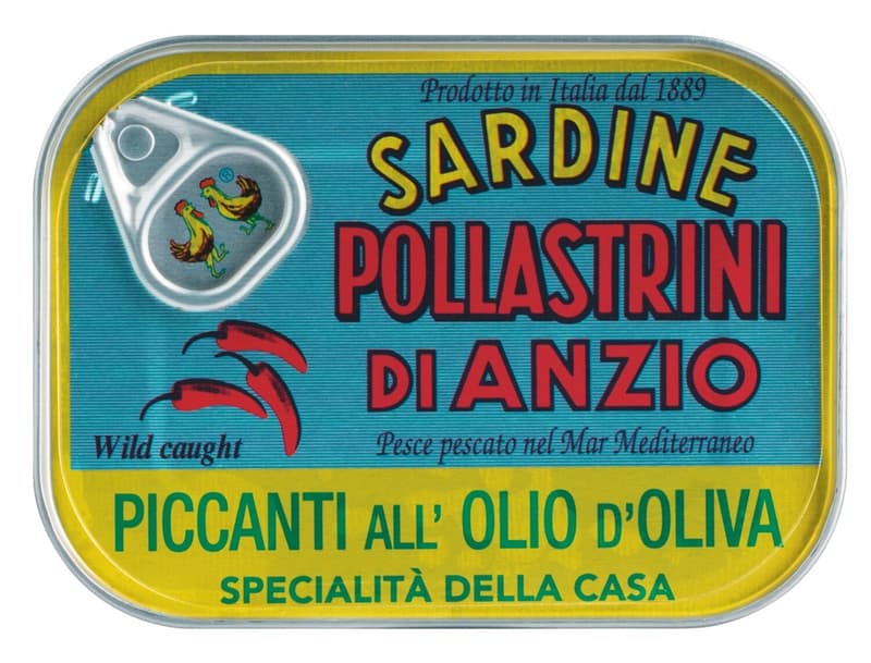 Pollastrini Sardinen in Olivenöl, pikant