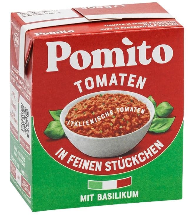 Pomito tomato pulp fine pieces with basil