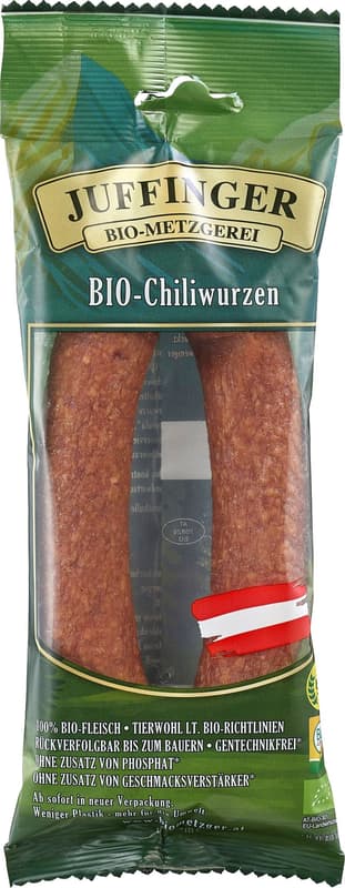 Juffinger BIO Chiliwurzen Rohwurst geräuchert