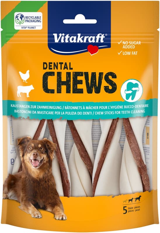 Vitakraft Chews Dental Twister Kausnack, S (Rind+Huhn) 5 Stk.